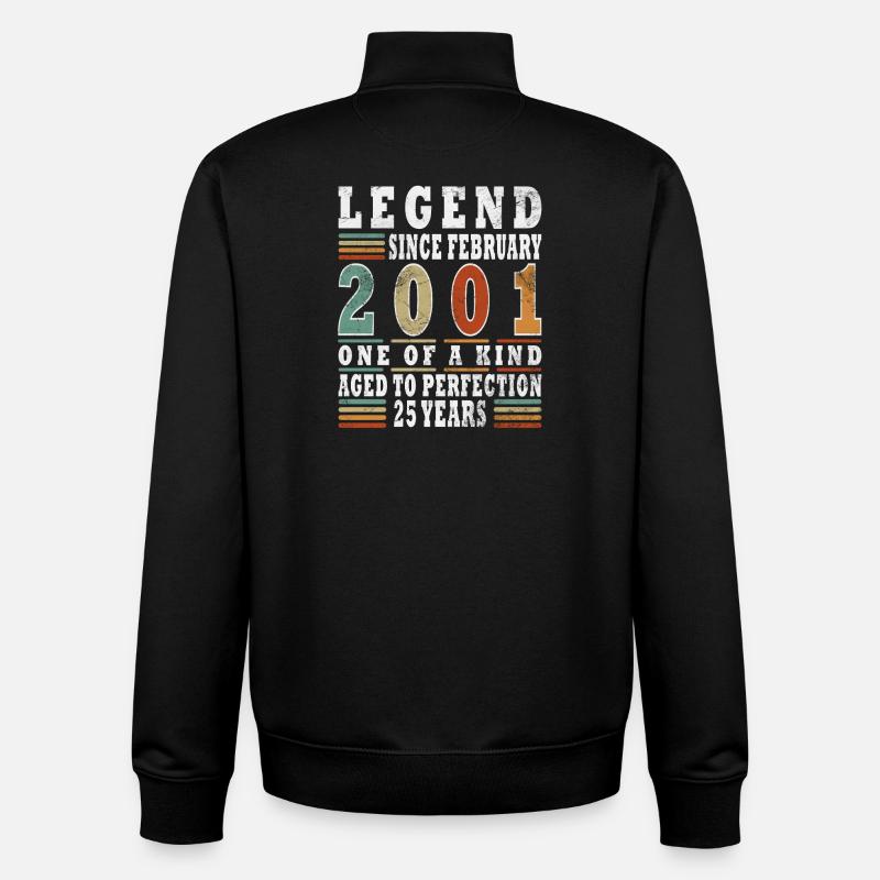 Février 2001 Jubilé 2001 Légendes Février - Sweat zippé unisexe en coton bio Stanley/Stella - noir