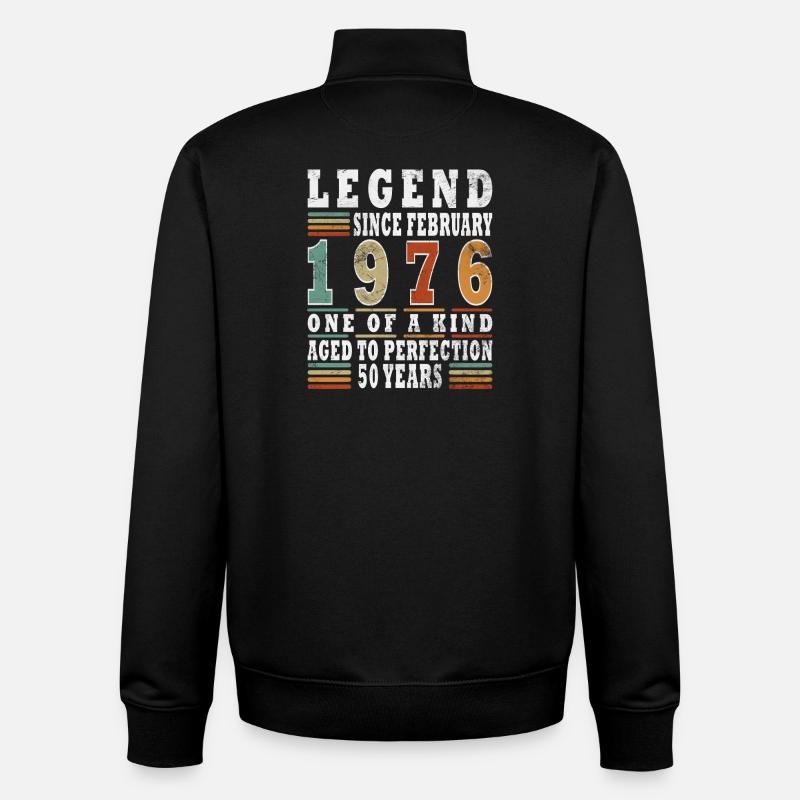 Février 1976 Jubilé 1976 Légendes Février - Sweat zippé unisexe en coton bio Stanley/Stella - noir