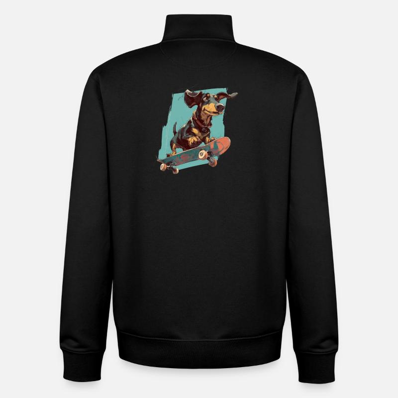 Skateboard-Dackel - Unisex Organic Zip Sweatshirt von Stanley/Stella - Schwarz