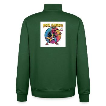 Rock Saurus Guitar Hero - Sweat zippé unisexe en coton bio Stanley/Stella - vert bouteille - Dos - AI Model Male 185 dark (185cm)