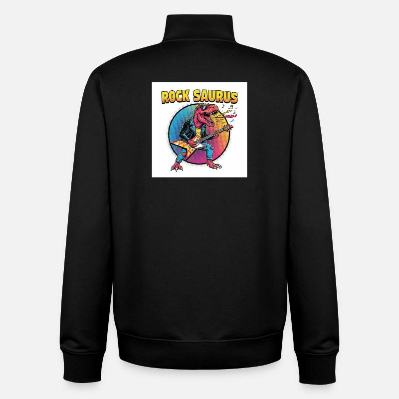Rock Saurus Guitar Hero - Unisex Organic Zip Sweatshirt by Stanley/Stella - black