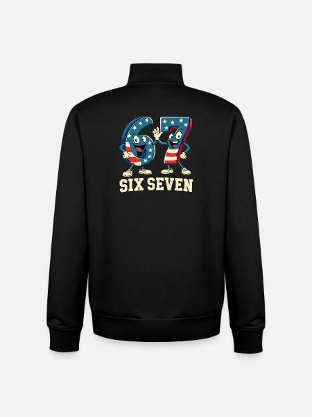 US Flag 67 Memes Six Seven - Unisex Organic Zip Sweatshirt by Stanley/Stella - black