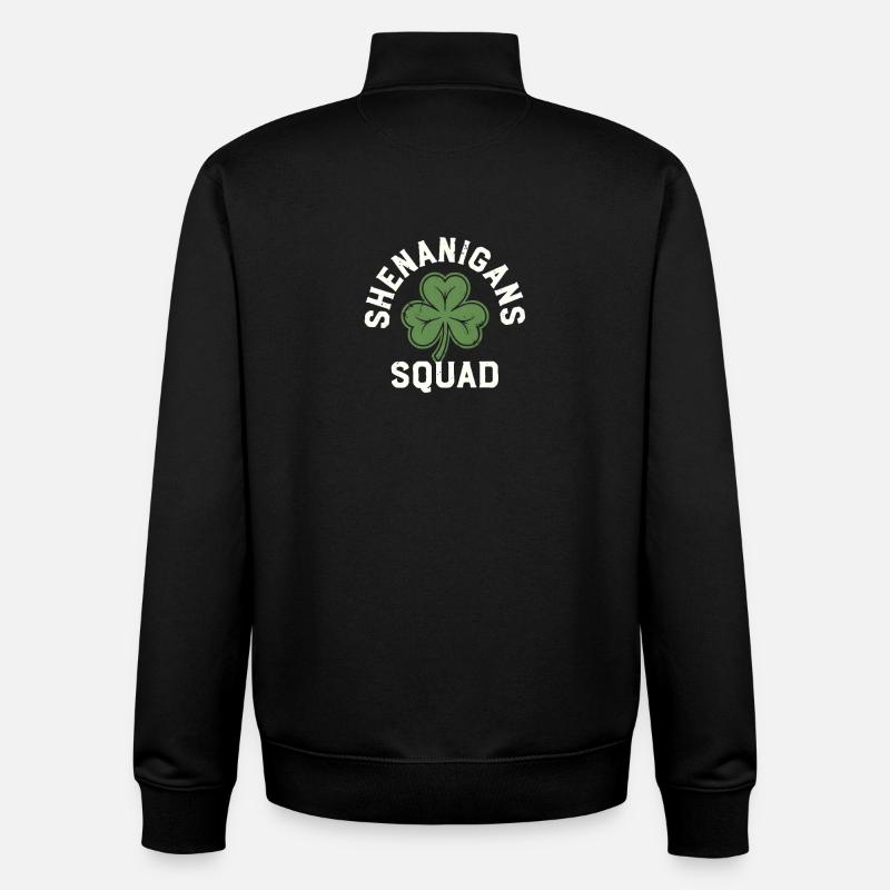 Escadron des Manigances Shamrock - Sweat zippé unisexe en coton bio Stanley/Stella - noir