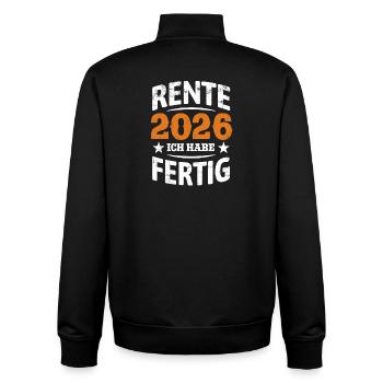 Pension 2026 | I've finished - Pension Rentner - Unisex Organic Zip Sweatshirt by Stanley/Stella - black - Back - AI Model Male 185 light (185cm)