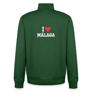 J’adore Málaga - Sweat zippé unisexe en coton bio Stanley/Stella - vert bouteille - Dos - AI Model Male 185 dark (185cm)