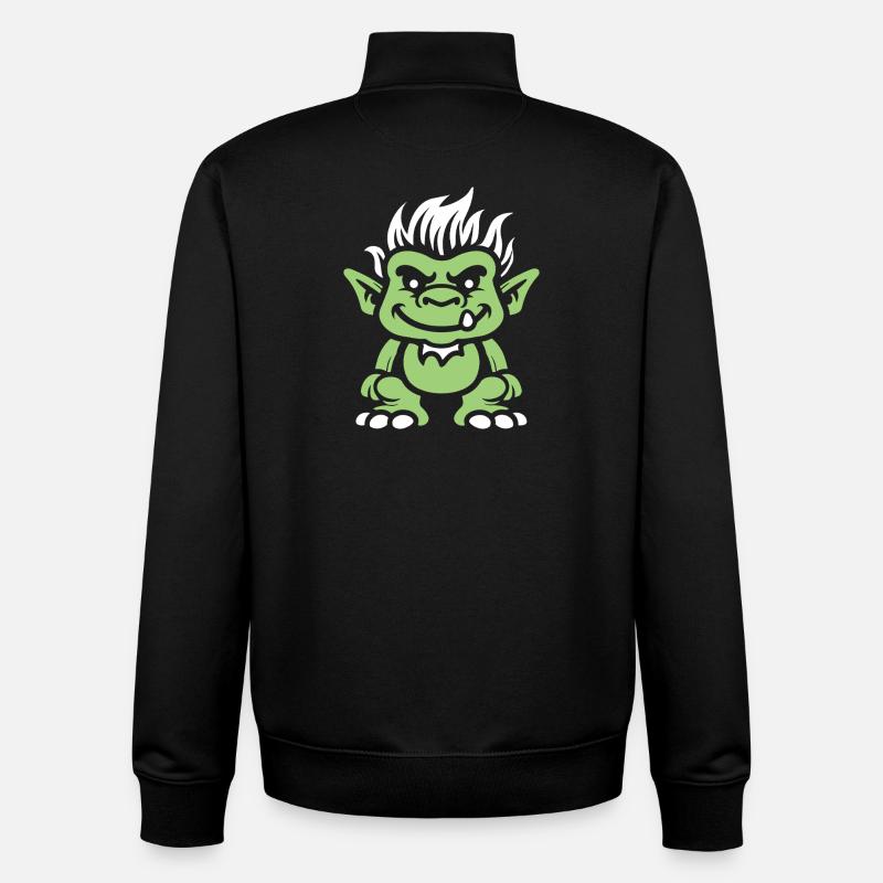 Troll  - Sweat zippé unisexe en coton bio Stanley/Stella - noir
