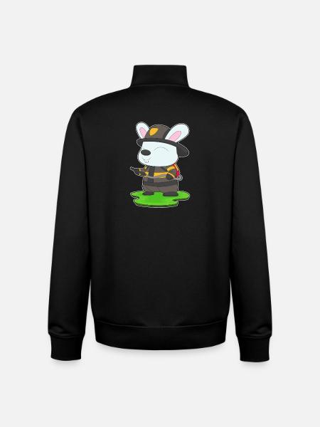 Rabbit Firefighter Fire Extinguisher Fire Brigade - Unisex Organic Zip Sweatshirt by Stanley/Stella - black