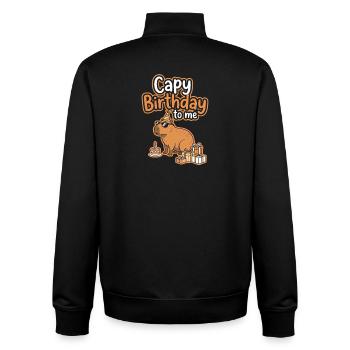 Capy Birthday Party Motif - Unisex Organic Zip Sweatshirt by Stanley/Stella - black - Back - AI Model Male 185 light (185cm)