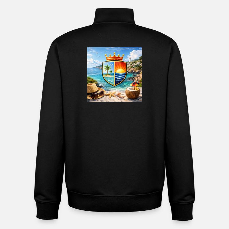 Blason côtier Bouclier tropical - Sweat zippé unisexe en coton bio Stanley/Stella - noir