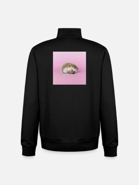 Schlafender Igel auf blassrosa Hintergrund - Unisex Organic Zip Sweatshirt von Stanley/Stella - Schwarz