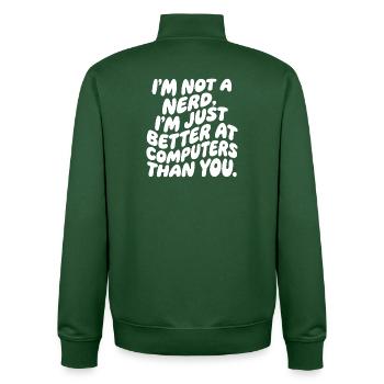 Ich bin kein Nerd, nur Computer-Profi - Unisex Organic Zip Sweatshirt von Stanley/Stella - Flaschengrün - Hinten - AI Model Male 185 dark (185cm)