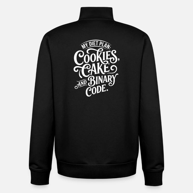 Cookies Cake Binary Code Design - Unisex Organic Zip Sweatshirt by Stanley/Stella - black