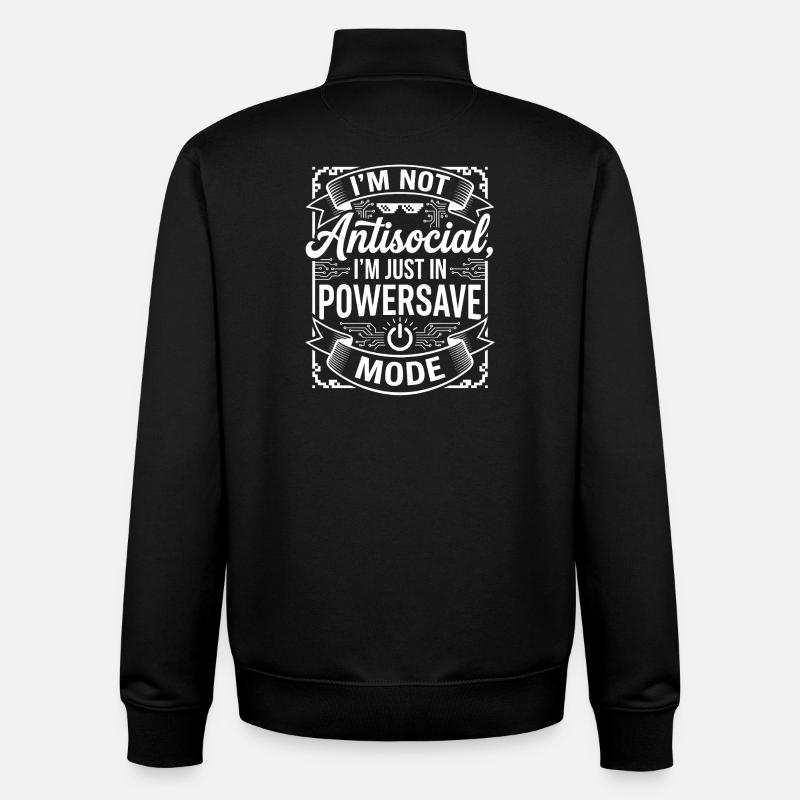 Powersave Mode: Non-antisocial - Unisex Organic Zip Sweatshirt by Stanley/Stella - black