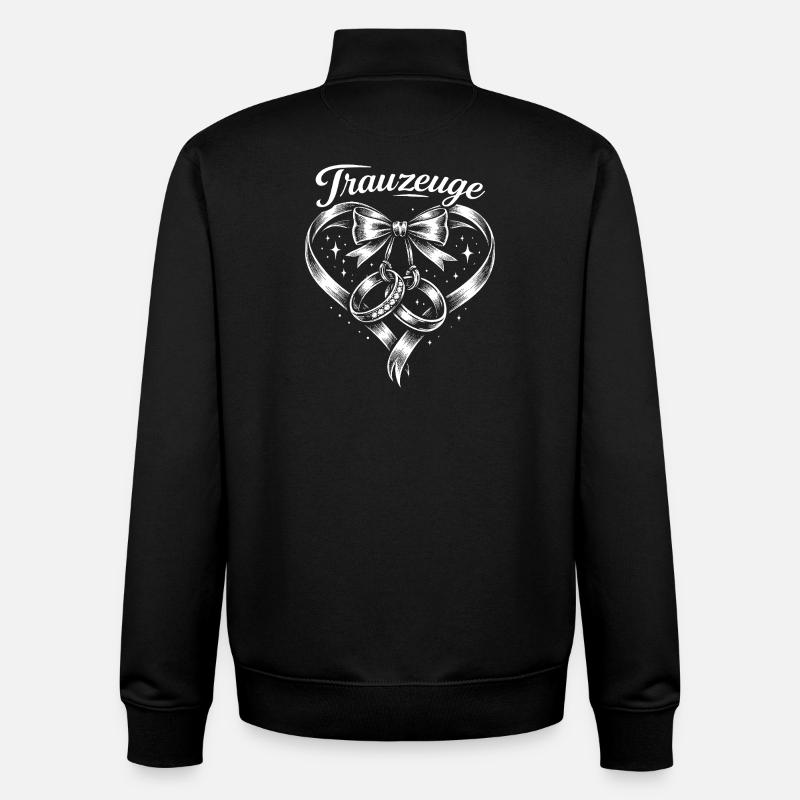 Herz Schleife Ringe Trauzeichen - Unisex Organic Zip Sweatshirt von Stanley/Stella - Schwarz