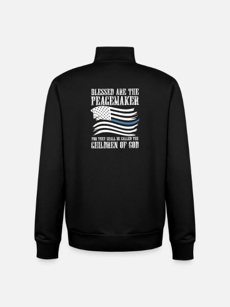Peacemaker Flag Bible Verse Shirt - Unisex Organic Zip Sweatshirt by Stanley/Stella - black