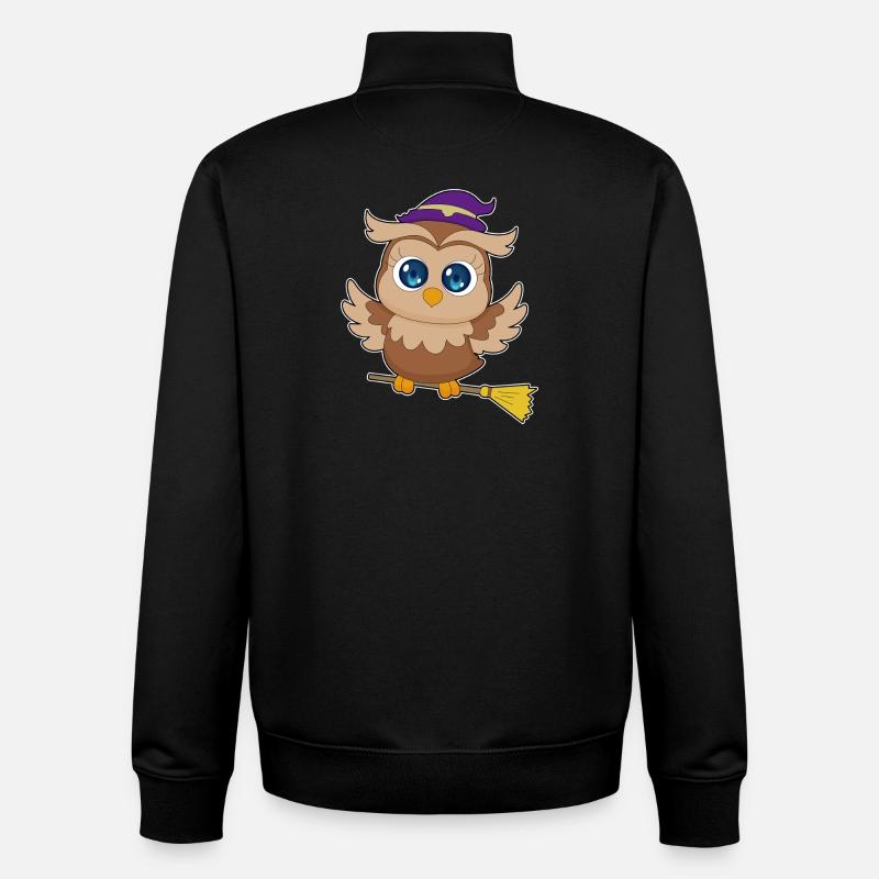Sorcière d’Halloween Hibou - Sweat zippé unisexe en coton bio Stanley/Stella - noir