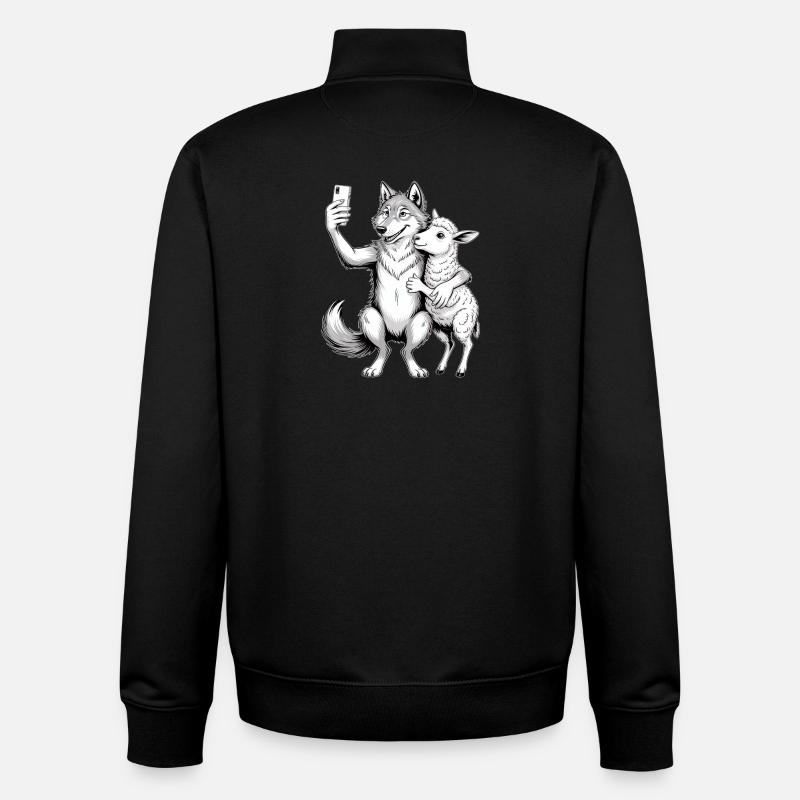 Wolf and Sheep - Unisex Organic Zip Sweatshirt by Stanley/Stella - black