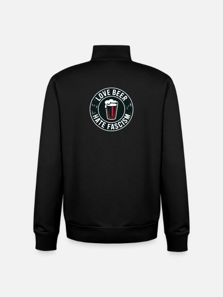 Love Beer, hate Fascism - Antifascist Merch - Unisex Organic Zip Sweatshirt by Stanley/Stella - black