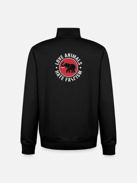 Love Animals, hate Fascism - Antifascist Merch - Unisex Organic Zip Sweatshirt by Stanley/Stella - black