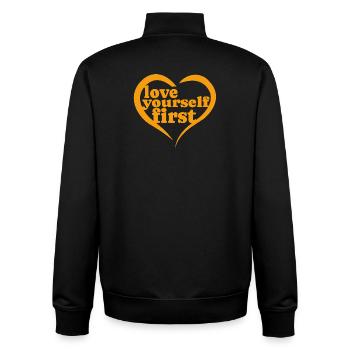 Liebe dich selbst zuerst – Damen-Schwarzes T-Shirt - Unisex Organic Zip Sweatshirt von Stanley/Stella - Schwarz - Hinten - AI Model Male 185 light (185cm)