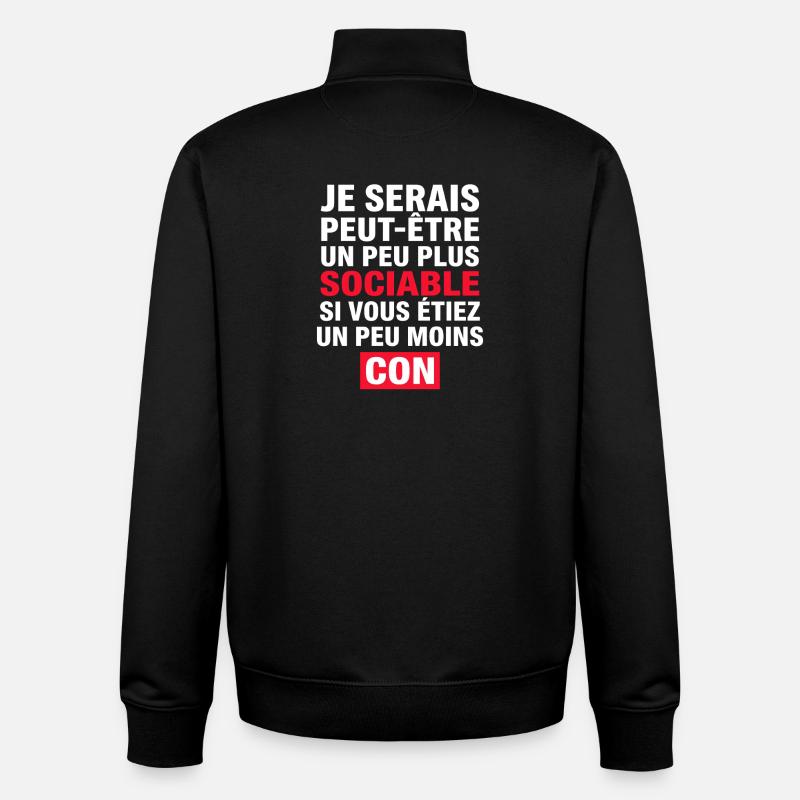 Vielleicht bin ich ein bisschen geselliger - Unisex Organic Zip Sweatshirt von Stanley/Stella - Schwarz