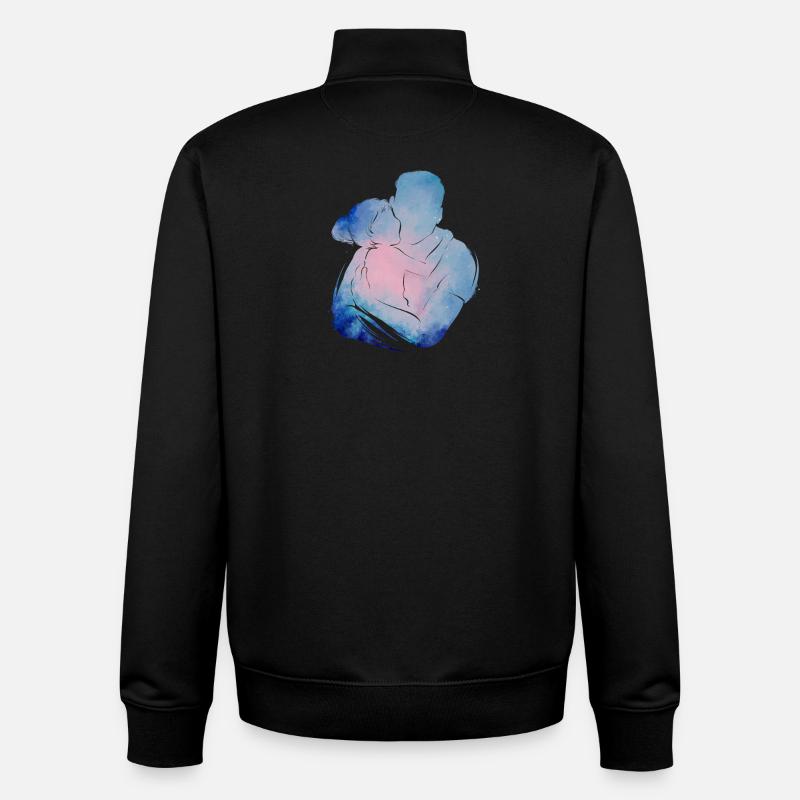 Aquarelle rétro père-fille - Sweat zippé unisexe en coton bio Stanley/Stella - noir