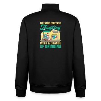 Thrift Shopper Weekend Forecast Thrift Store - Unisex Organic Zip Sweatshirt von Stanley/Stella - Schwarz - Hinten - AI Model Male 185 light (185cm)
