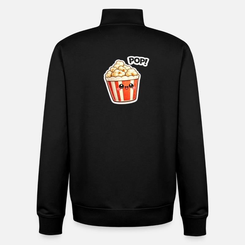 Kawaii Popcorn Lächel-Design - Unisex Organic Zip Sweatshirt von Stanley/Stella - Schwarz