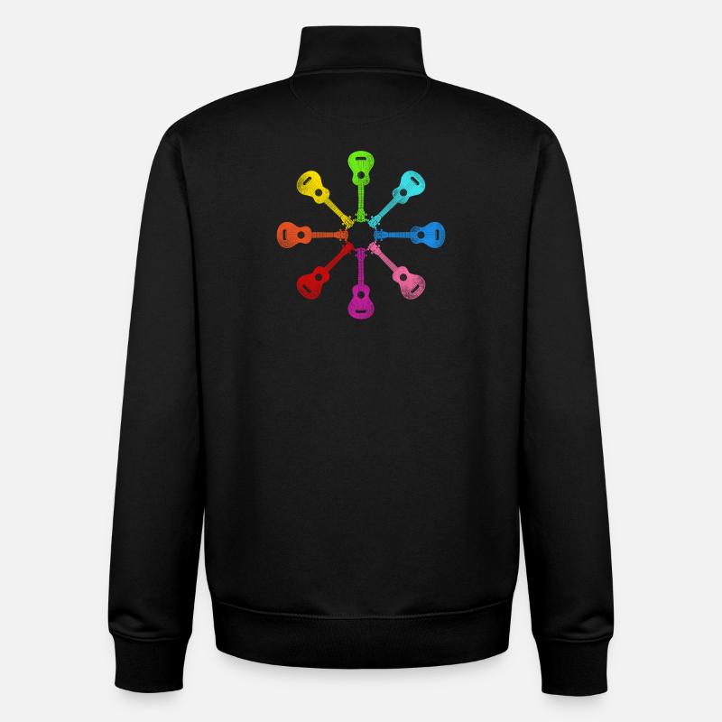 Ukulélé hawaïen ukulélé arc-en-ciel - Sweat zippé unisexe en coton bio Stanley/Stella - noir