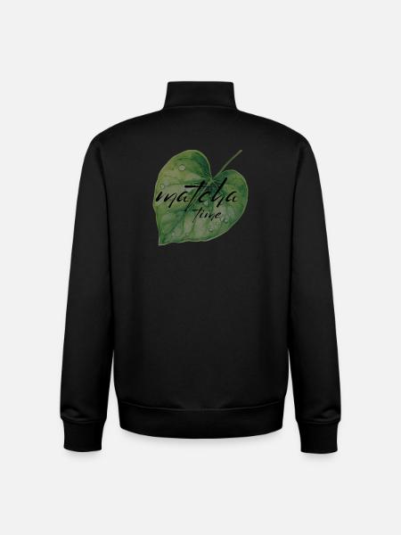 Matcha, Leaf, Green, Time - Unisex Organic Zip Sweatshirt by Stanley/Stella - black