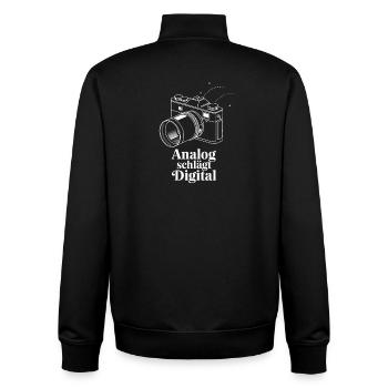 Analog Beats Digital Retro Camera Photography - Unisex Organic Zip Sweatshirt by Stanley/Stella - black - Back - AI Model Male 185 light (185cm)