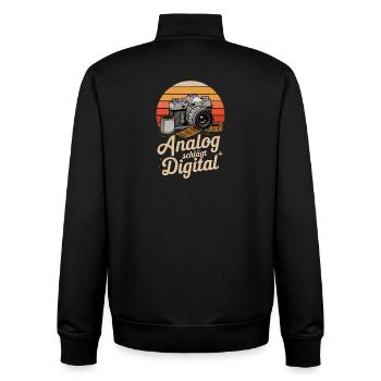 Analog Beats Digital Retro Camera Photography - Unisex Organic Zip Sweatshirt by Stanley/Stella - black - Back - AI Model Male 185 light (185cm)