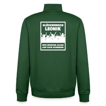 Leonik comme prénom - Sweat zippé unisexe en coton bio Stanley/Stella - vert bouteille - Dos - AI Model Male 185 dark (185cm)