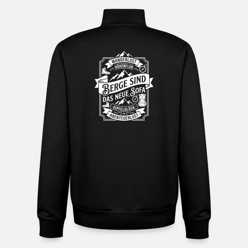Berge Sind Das Neue Sofa - Unisex Organic Zip Sweatshirt von Stanley/Stella - Schwarz