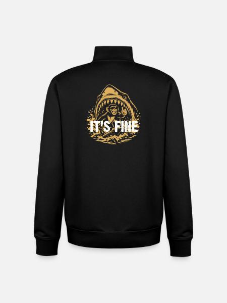 Its Fine Shark Monkey Graphic - Unisex Organic Zip Sweatshirt by Stanley/Stella - black