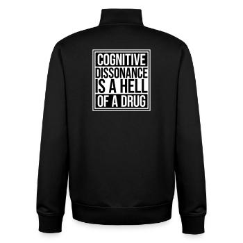 Cognitive Dissonance Is A Hell Of A Drug Saying - Unisex Organic Zip Sweatshirt by Stanley/Stella - black - Back - AI Model Male 185 light (185cm)