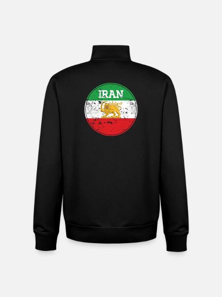 Vintage Iran Løveemblem Runde - Stanley/Stella unisex sweatshirt med lynlås i økologisk - sort