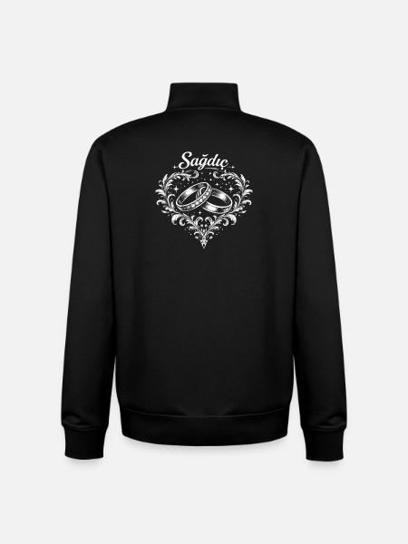 Ringe im floralen Herzrahmen - Unisex Organic Zip Sweatshirt von Stanley/Stella - Schwarz