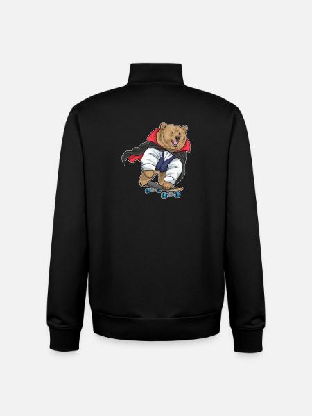 Bear Halloween Skateboard - Unisex Organic Zip Sweatshirt by Stanley/Stella - black