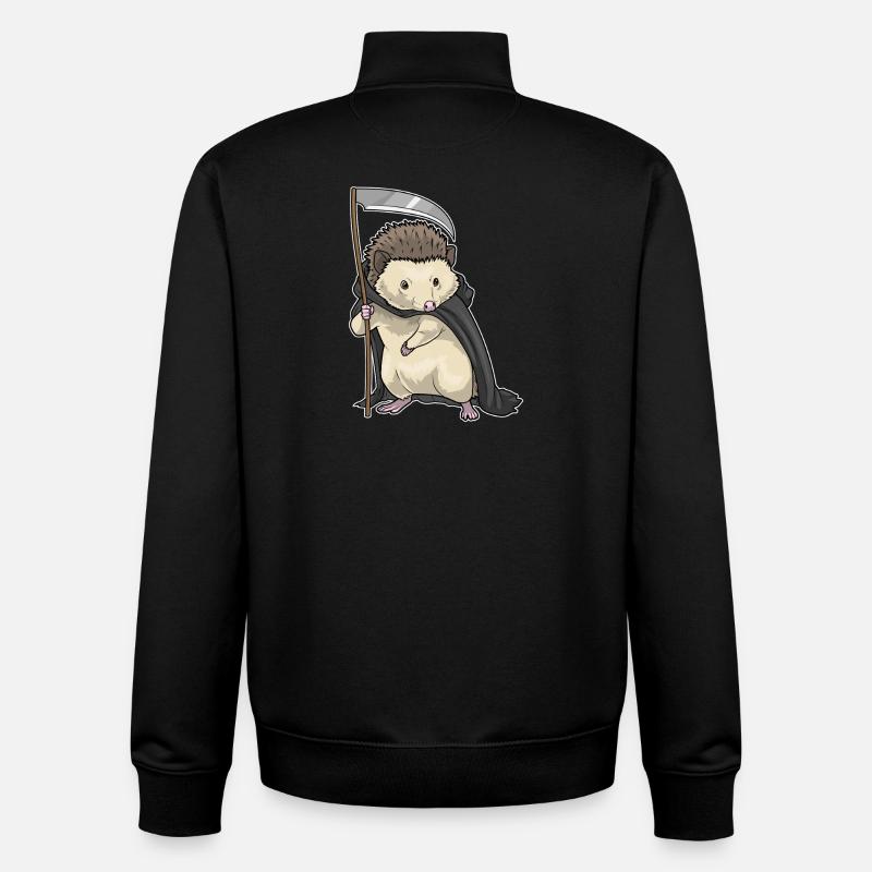 Hérisson Halloween Faucheuse - Sweat zippé unisexe en coton bio Stanley/Stella - noir