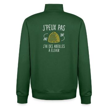 Ich kann nicht, Bienenzuchtgeschenk - Unisex Organic Zip Sweatshirt von Stanley/Stella - Flaschengrün - Hinten - AI Model Male 185 dark (185cm)
