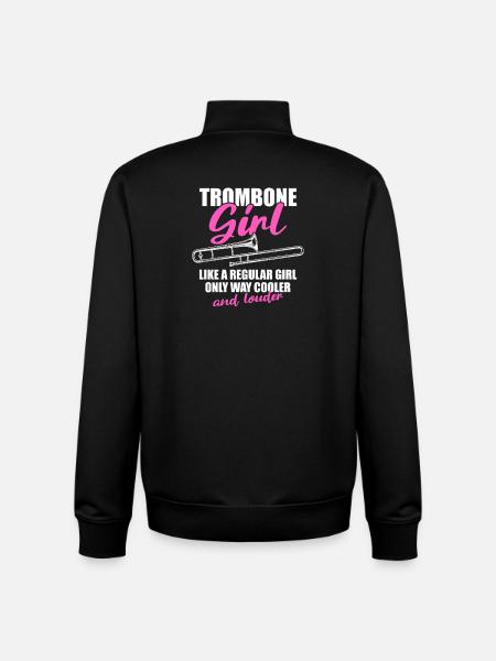 Trombone Girl Trombone Player Trombonist - Unisex Organic Zip Sweatshirt by Stanley/Stella - black