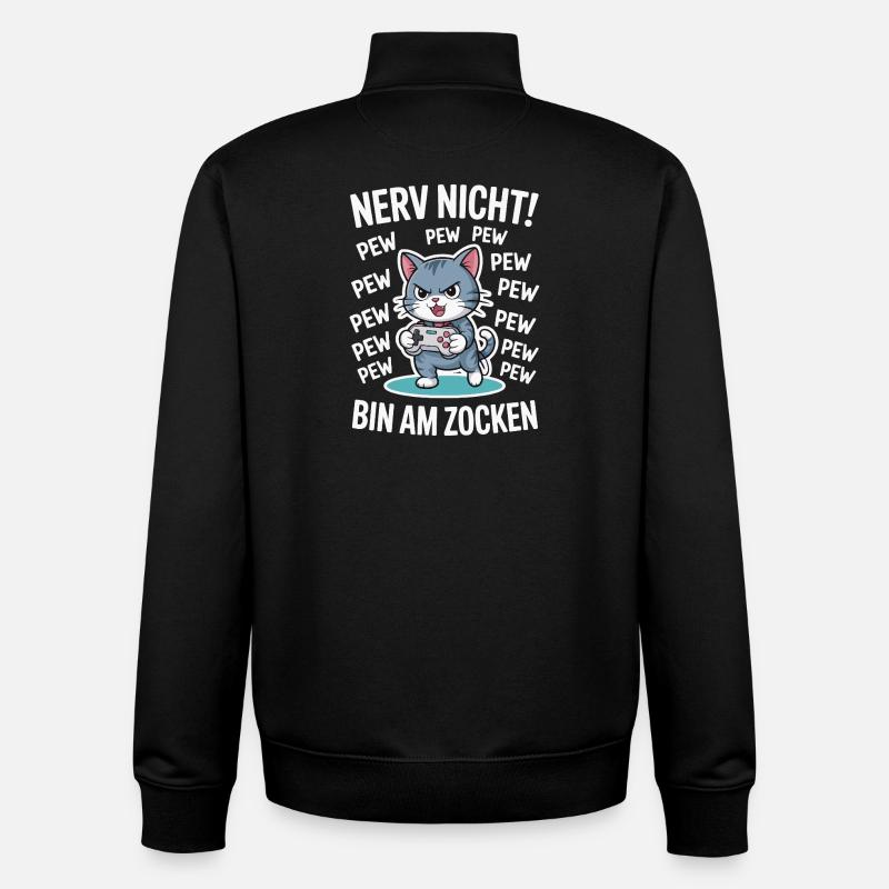 Courage Not I Gaming Cat Design - Sweat zippé unisexe en coton bio Stanley/Stella - noir