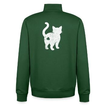 Katzen Silhouette mit Kleeblatt - Unisex Organic Zip Sweatshirt von Stanley/Stella - Flaschengrün - Hinten - AI Model Male 185 dark (185cm)