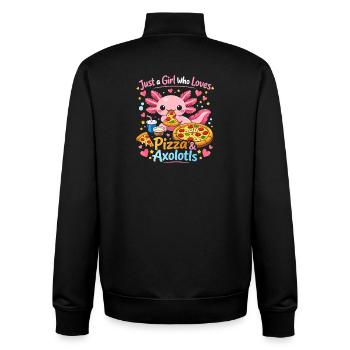 Pizza Axolotl Love Motif - Unisex Organic Zip Sweatshirt by Stanley/Stella - black - Back - AI Model Male 185 light (185cm)