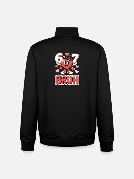 Sjov 67 Bruh Meme Valentinsdag Hjerte for Drenge - Stanley/Stella unisex sweatshirt med lynlås i økologisk - sort