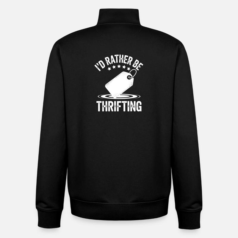 Ich würde lieber im Secondhand-Geschäft sein - Unisex Organic Zip Sweatshirt von Stanley/Stella - Schwarz