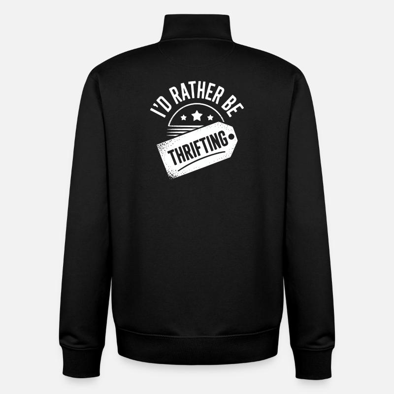 Ich würde lieber im Secondhand-Geschäft sein - Unisex Organic Zip Sweatshirt von Stanley/Stella - Schwarz