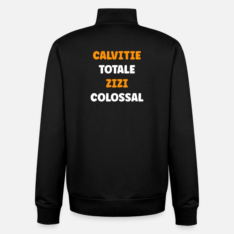 Calvitie Totale Zizi Colossal - Sweat zippé unisexe en coton bio Stanley/Stella - noir