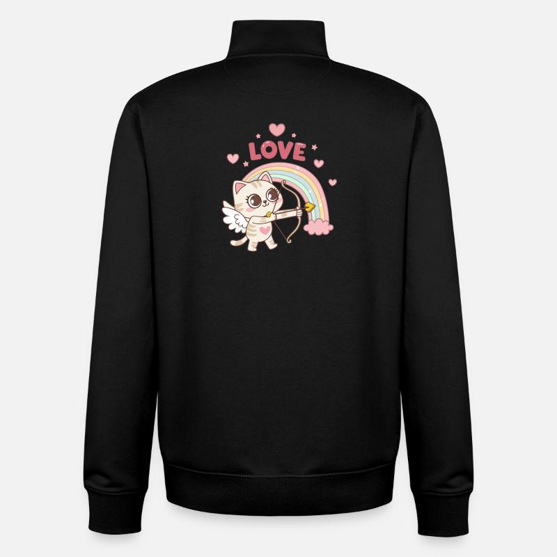 Chat céleste arcenciel amour - Sweat zippé unisexe en coton bio Stanley/Stella - noir